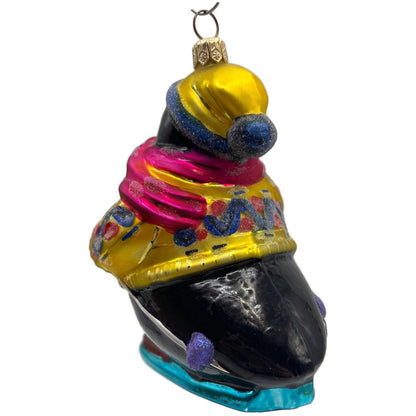 Christopher Radko Downhill Chilly Penguin Christmas Tree Ornament 98-218-0