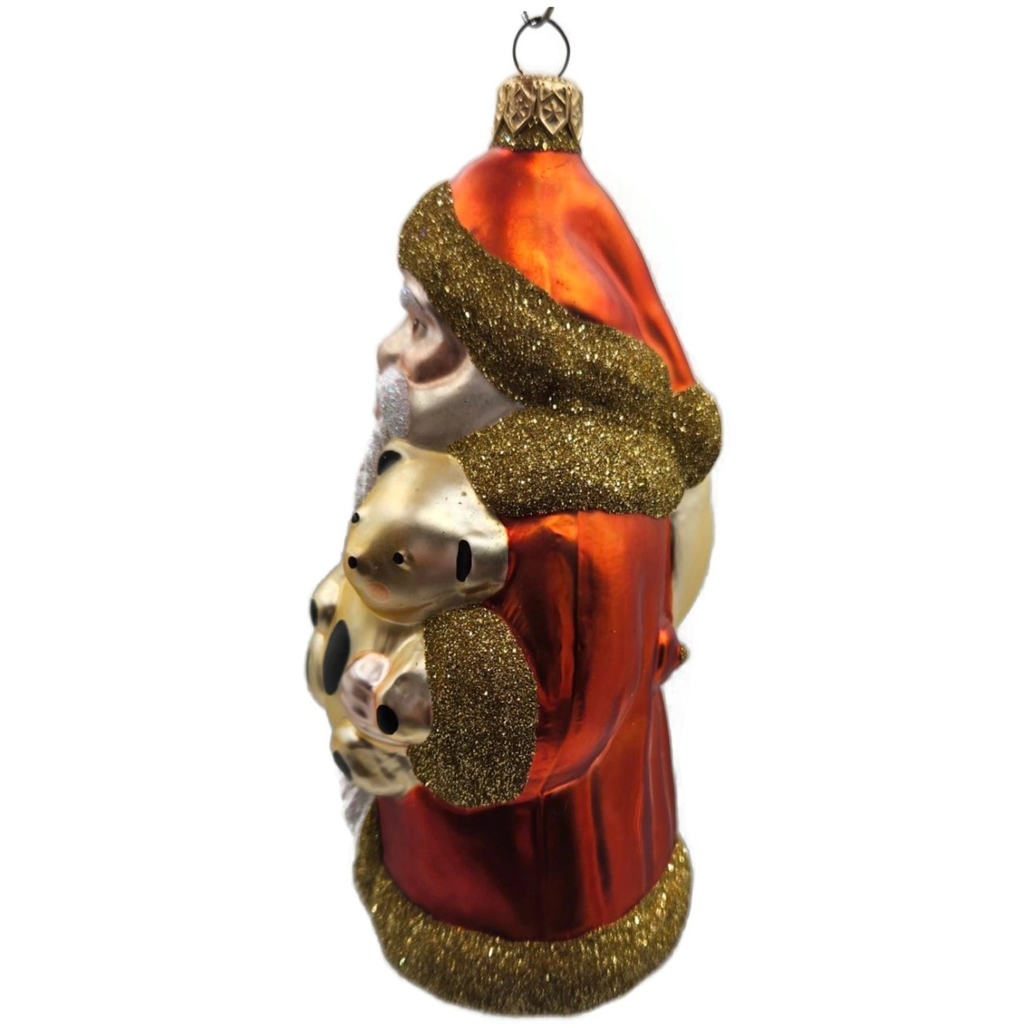 Patricia Breen Santa Claus and Teddy Orange Gold Christmas Tree Ornament Full