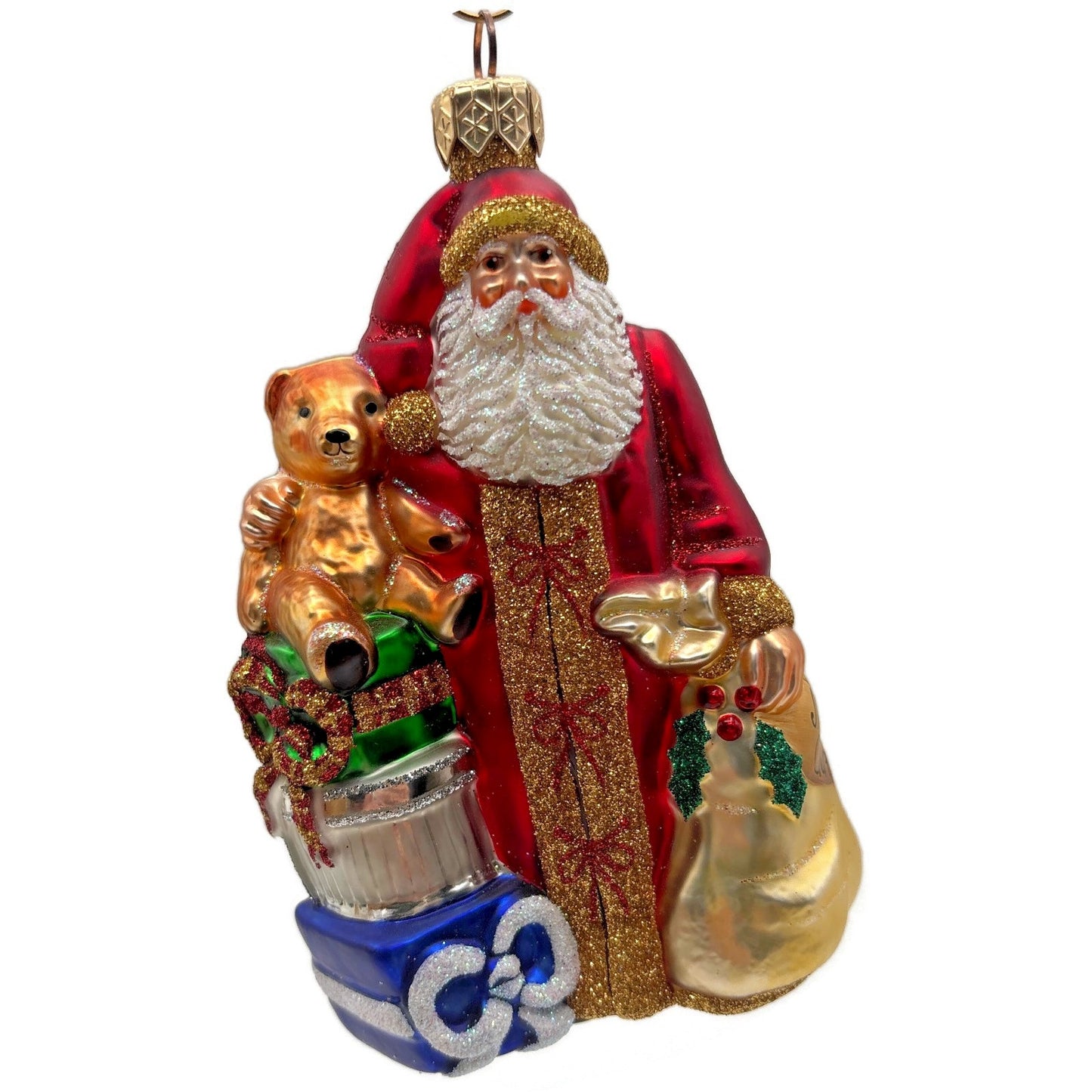 Patricia Breen Les Cadeaux Red Santa Teddy Bear Gifts Christmas Ornament 2103
