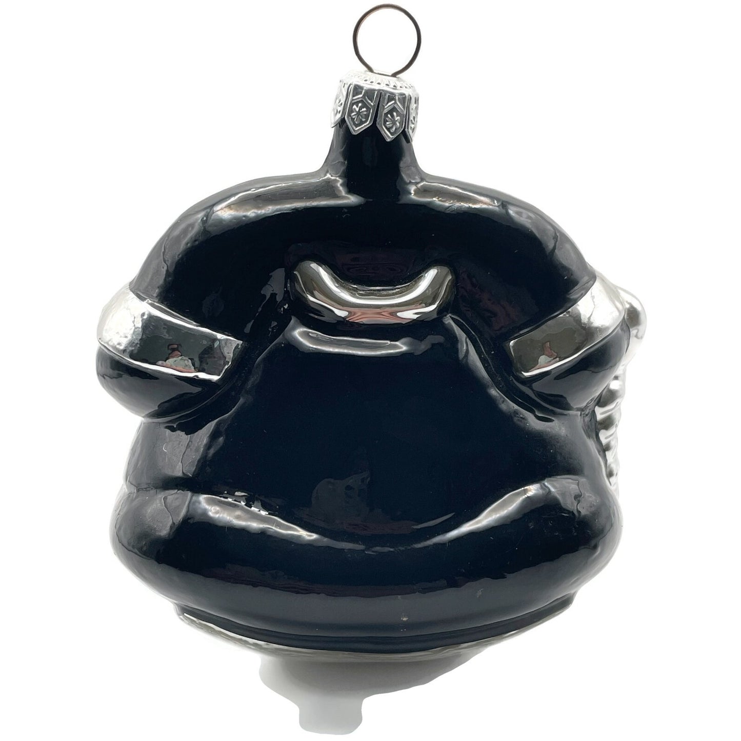 Patricia Breen Fine Phone Black Silver Trim Shiny Telephone Christmas Ornament