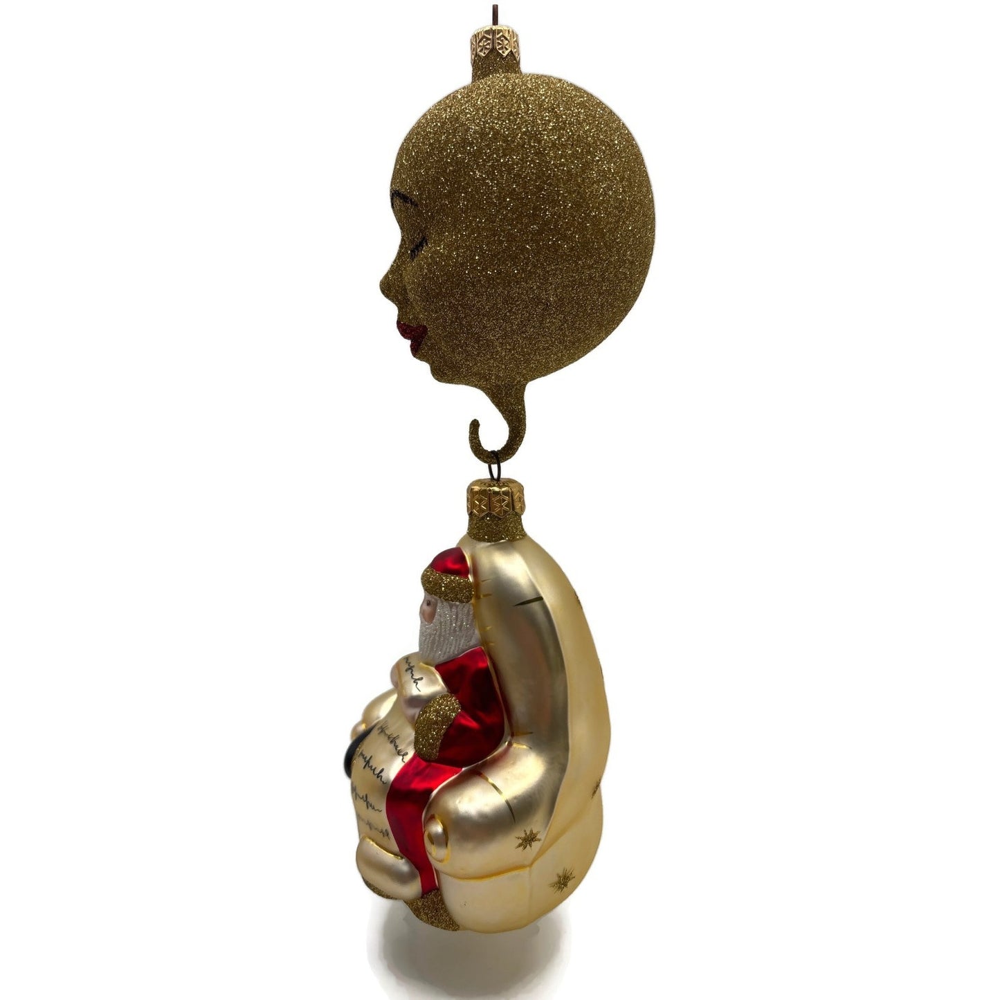 Patricia Breen Checking His List Santa Gold Moon Stars Christmas Tree Ornament