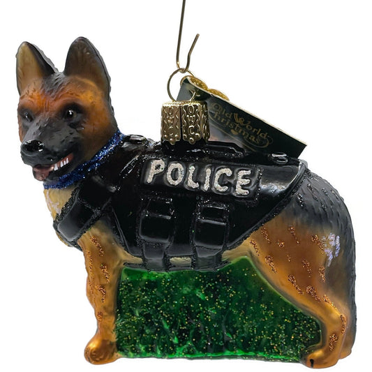 K9 Police Dog Ornament Animal Old World Christmas OWC Christmas Tree Decoration