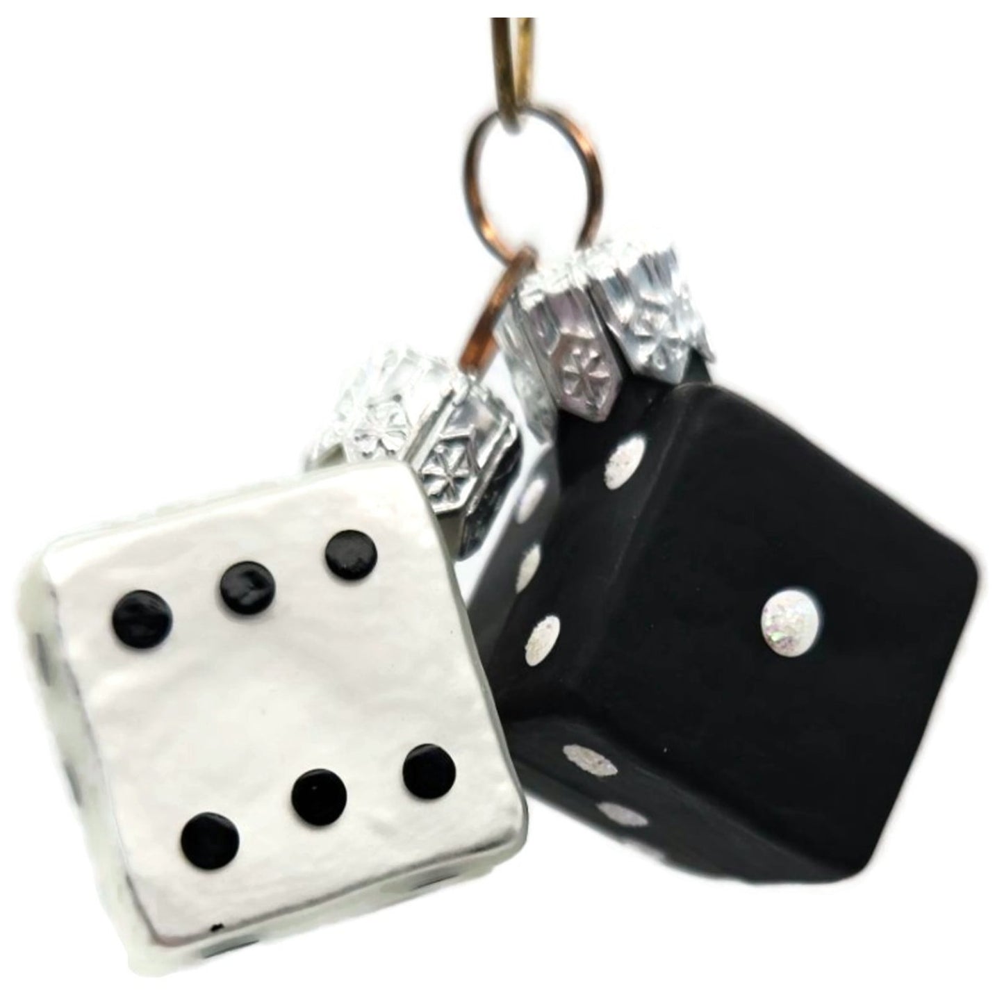 Patricia Breen Dice Black Pearl Matte 2 Part Mini Christmas Tree Ornament CATZ