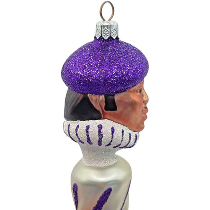 Patricia Breen French Twist Pearl Purple Stripe Glittered Tip Christmas Ornament
