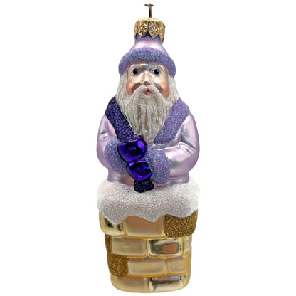 Patricia Breen Here Comes Santa Claus Lavender Gold Chimney Christmas Ornament