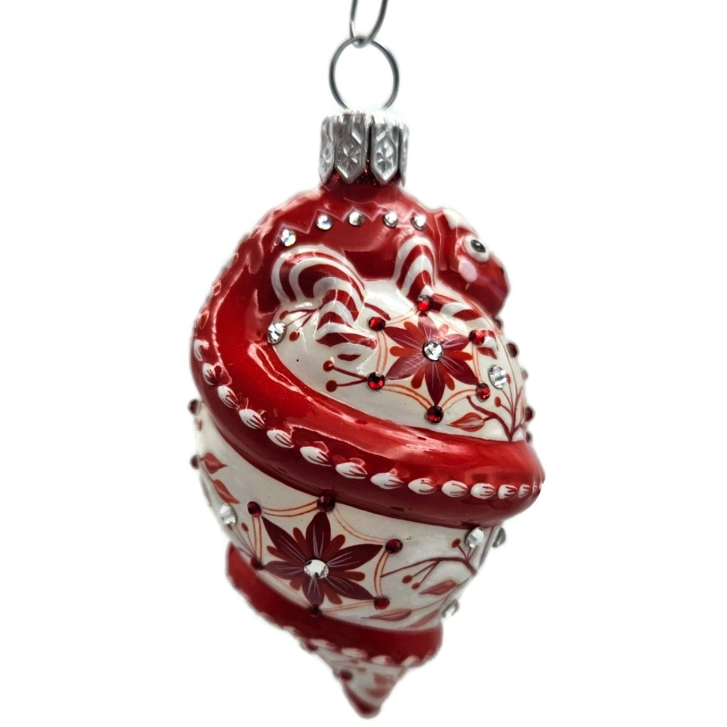 Patricia Breen Topping Chameleon Chinoiserie Red Spring Christmas Tree Ornament