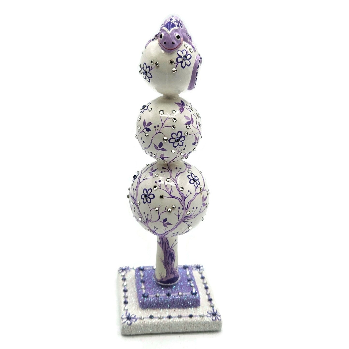 Patricia Breen Miniature Chameleon Finial Chinoiserie Lavender Tree Topper