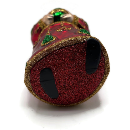 Patricia Breen Bedecked Bejeweled Santa Red Gold Green Christmas Ornament NM