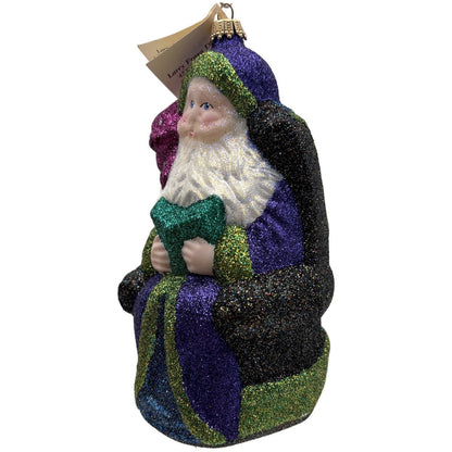 Larry Fraga Settling In Blue Santa Claus Purple Bear Christmas Tree Ornament