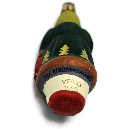 Vaillancourt Ornament Mini Green Father Christmas With Bag Folk Art Tree Decor