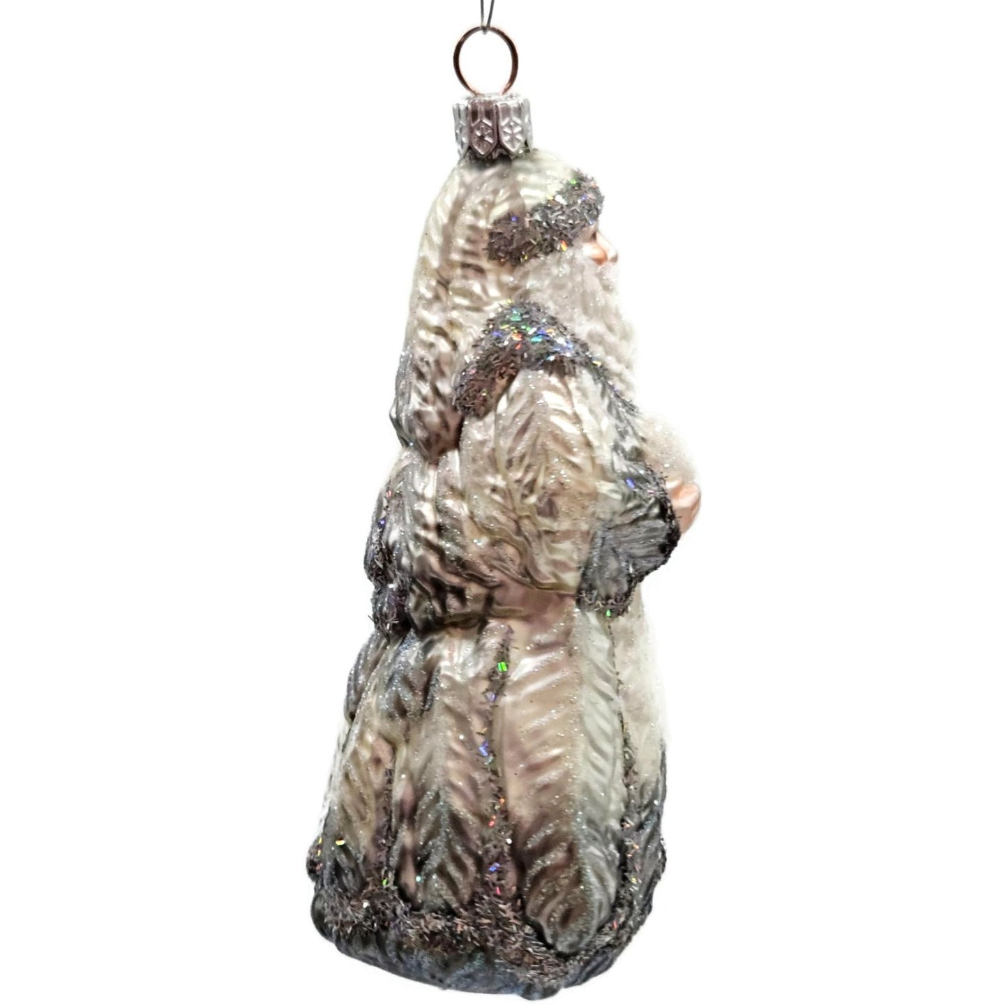 Patricia Breen Plumed Santa Claus Platinum Peacock Christmas Tree Ornament