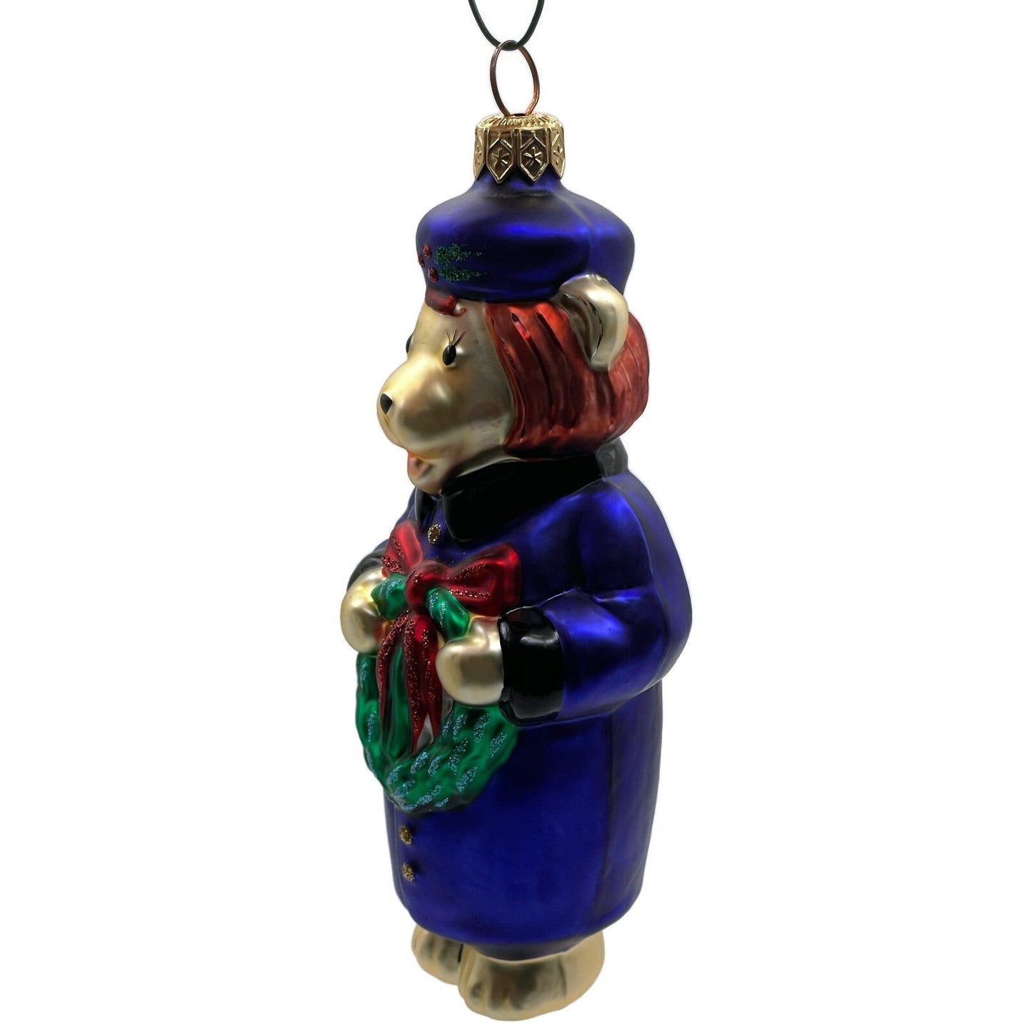 Patricia Breen Mama Bear Blue Hat Coat Holly Wreath Christmas Tree Ornament