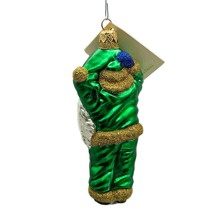 Patricia Breen Hold Onto Your Hat Green Santa Claus Christmas Tree Ornament