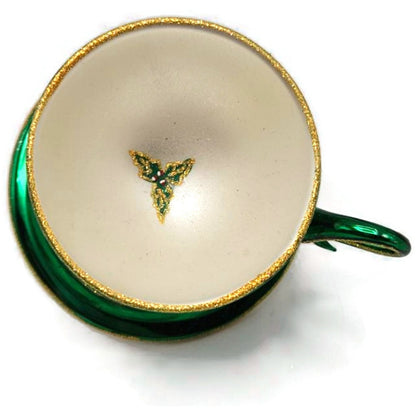 Christopher Radko Christmas Cups Holly Green Teacup Clip On Ornament 3010558