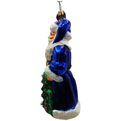Christopher Radko Sapphire Santa Claus Blue Christmas Tree Ornament 96-158-0