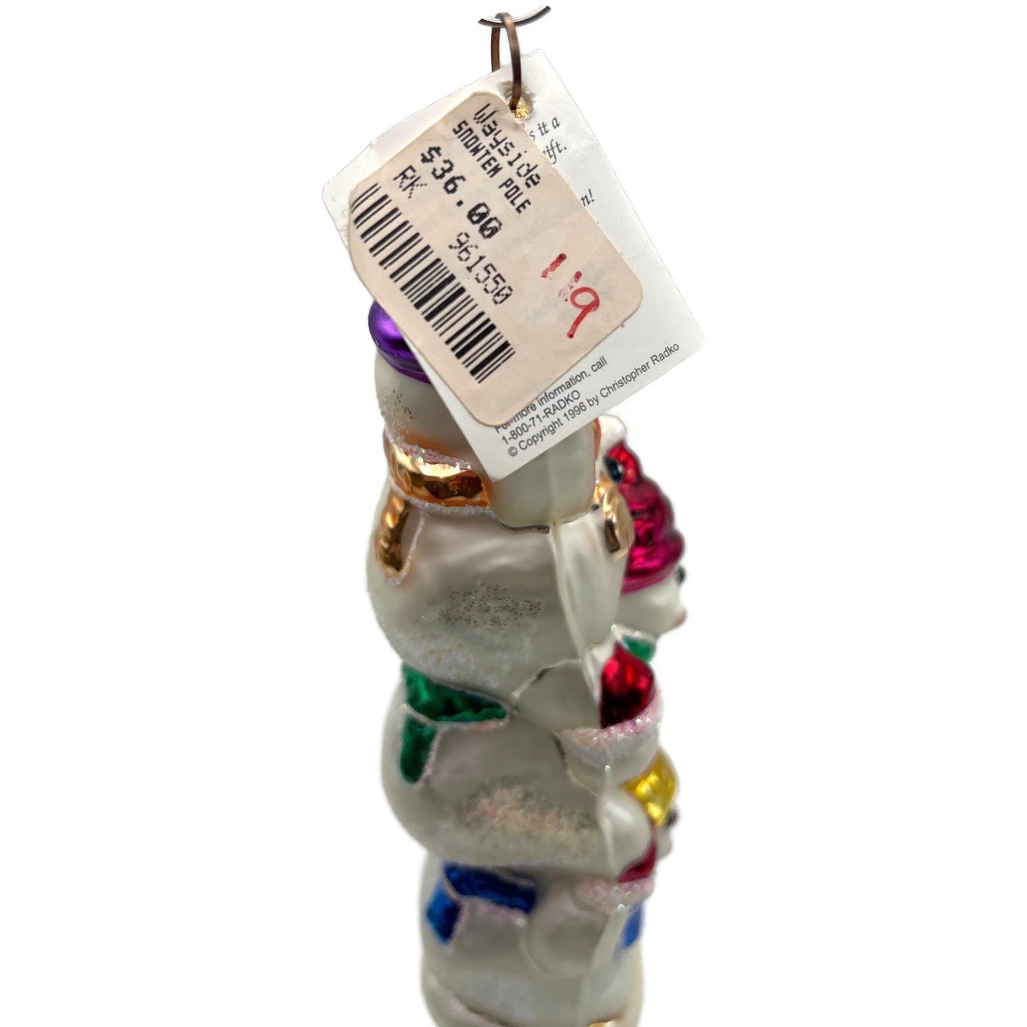 Christopher Radko Snowtem Pole Snowman Christmas Tree Ornament 96-155-0