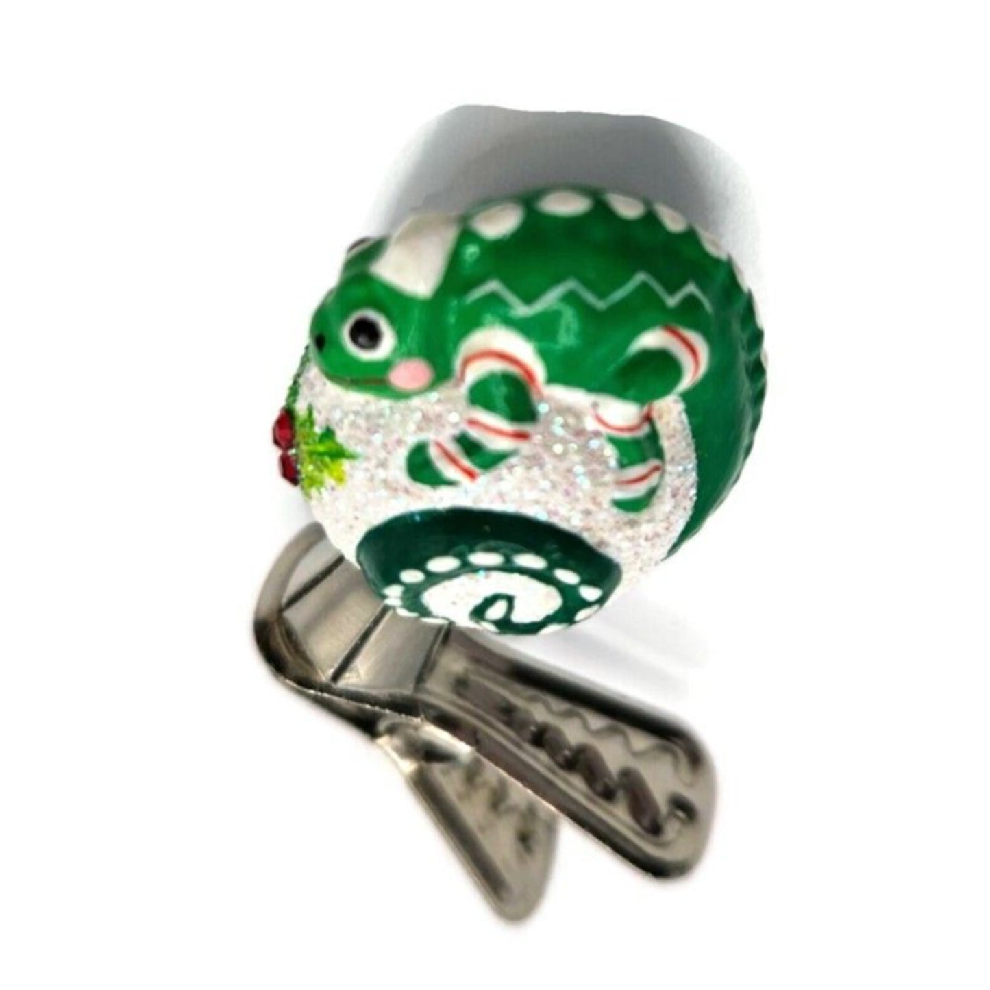 Patricia Breen Petite Miniature Chameleon Holly Christmas Clip On Ornament 2782