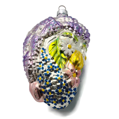 Patricia Breen Arcimbaldi Santa Lavender Blue Flowers Spring Christmas Ornament