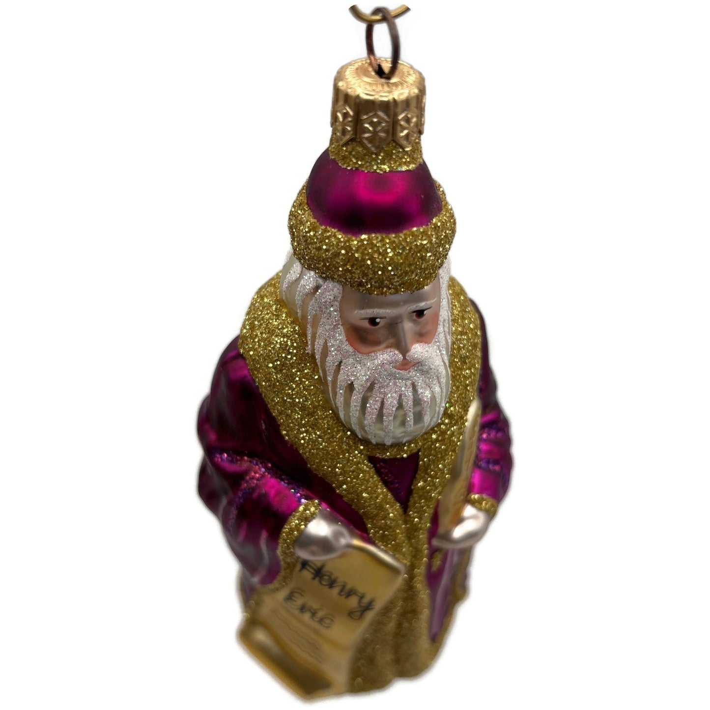 Patricia Breen Making His List Fuchsia Santa Claus Christmas Tree Ornament