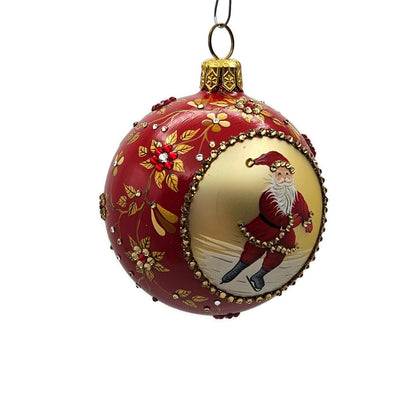 Patricia Breen Beguiling Orb Brinker Red Santa Ball Christmas Tree Ornament 3422