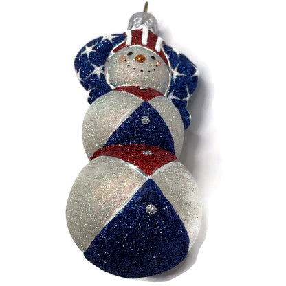 Patricia Breen Harlequin Snowman Patriotic Stars Stripe Christmas Tree Ornament