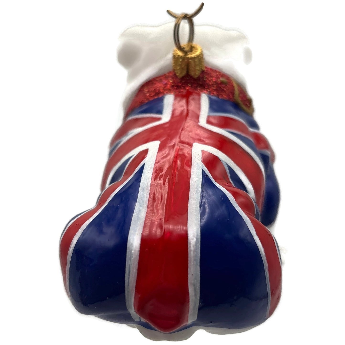 English Bulldog Union Jack Polish Glass Christmas Tree Ornament Dog England