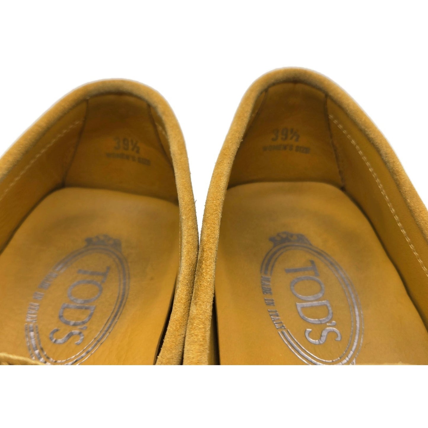 Tods Gommino Suede Driving Moccasins Loafers Gold Shoes Womens Size 39.5