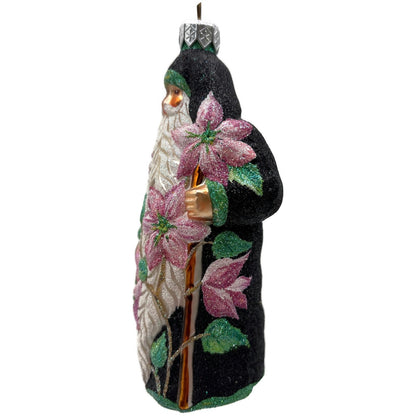 Patricia Breen Clematis Santa Black Pink Flowers Spring Christmas Tree Ornament