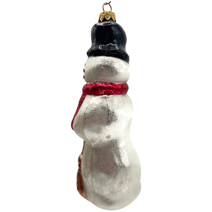 Christopher Radko Holly Jolly Snowman With Broom Christmas Ornament 97-252-0
