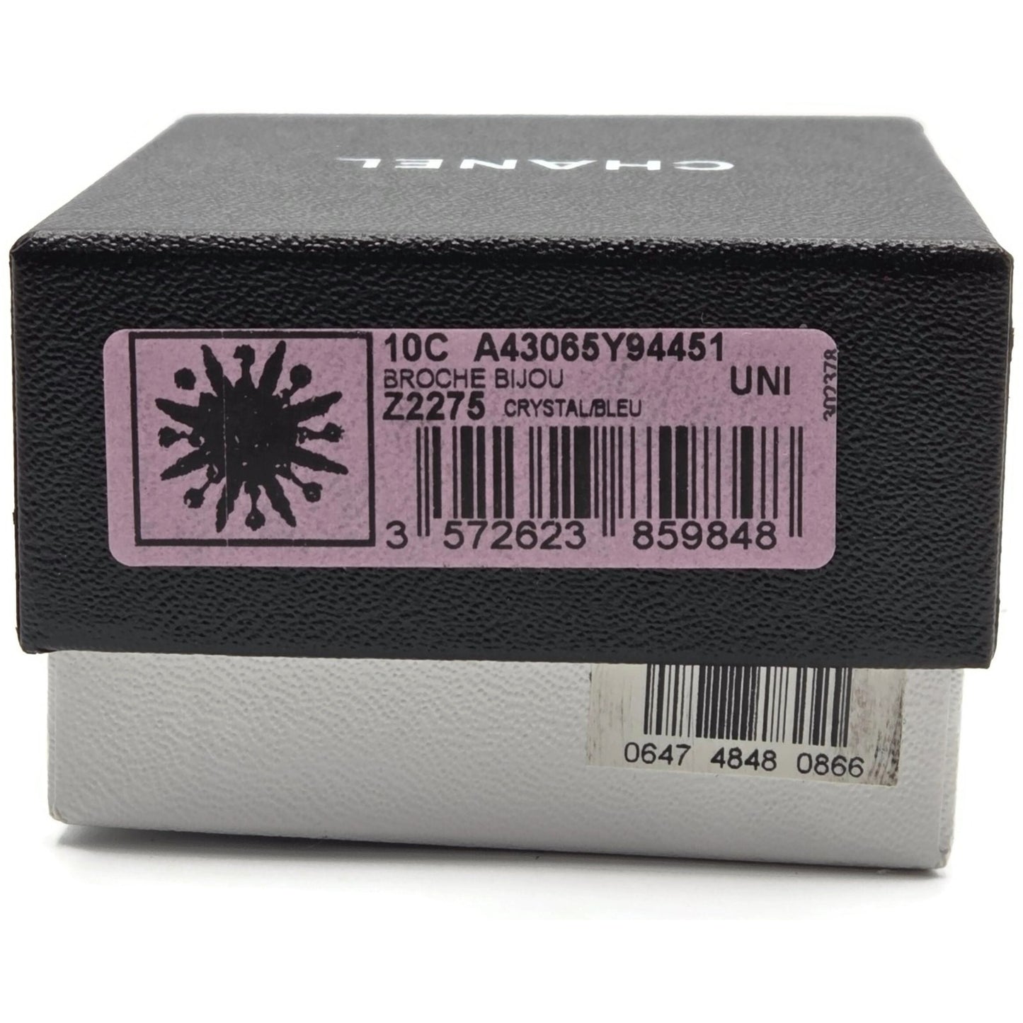 CoCo Chanel Starburst Brooch Blue Crystal Rhinestone Gold Tone Pin with Box Rare