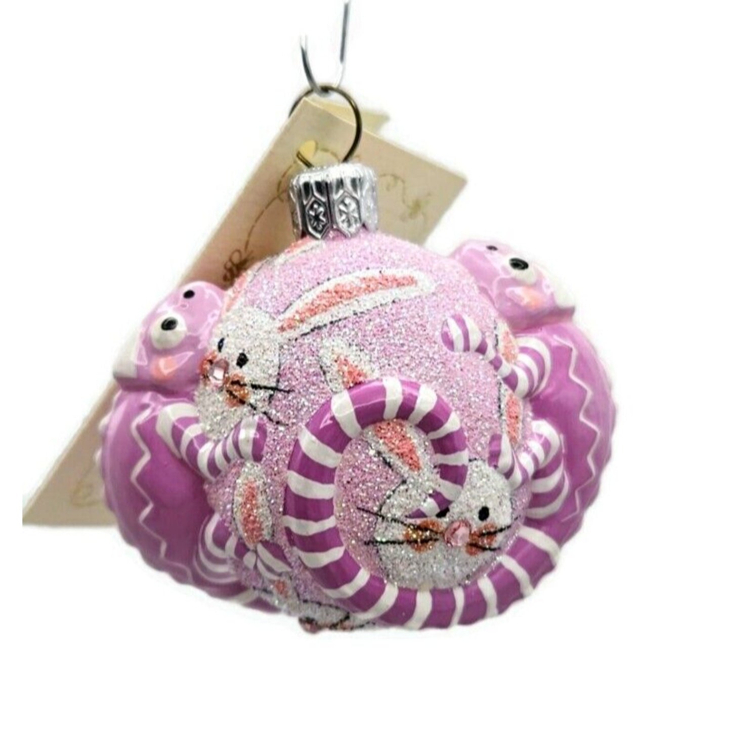 Patricia Breen James Twice Bunnies Chameleon Pink Easter Christmas Tree Ornament