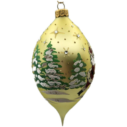 Heartfully Yours Santa Spree Yellow Jeweled Tear Drop Christmas Tree Ornament