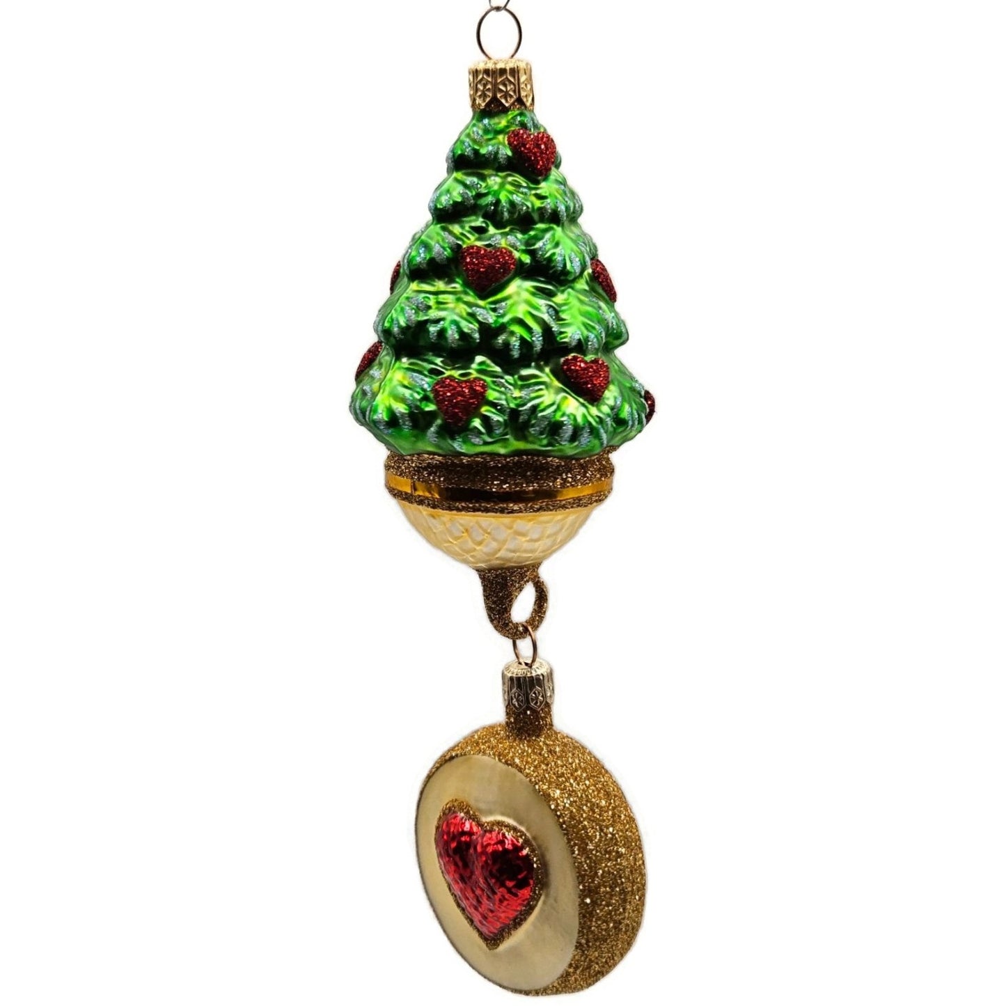 Patricia Breen Five Golden Rings Red Glittered Medallion Christmas Tree Ornament
