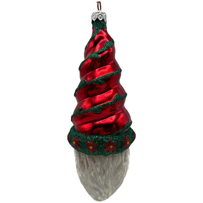 Patricia Breen Goslar Santa Head Flowers Red Shiny Christmas Tree Ornament