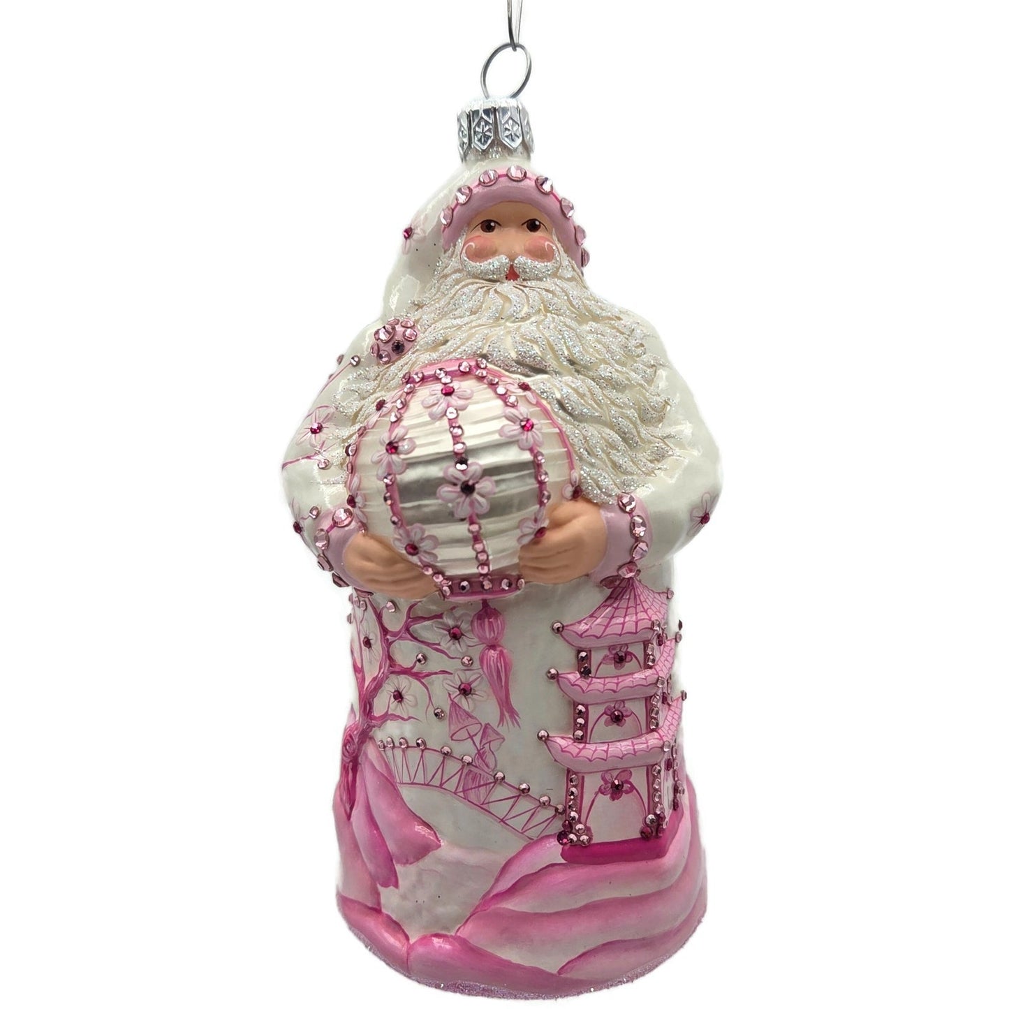 Patricia Breen Exquisite Santa Pink Flower Pagoda Spring Christmas Ornament CATZ