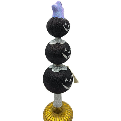 Patricia Breen Ghostly Finial Black Pumpkin Jack-O-Lantern Halloween Tree Topper