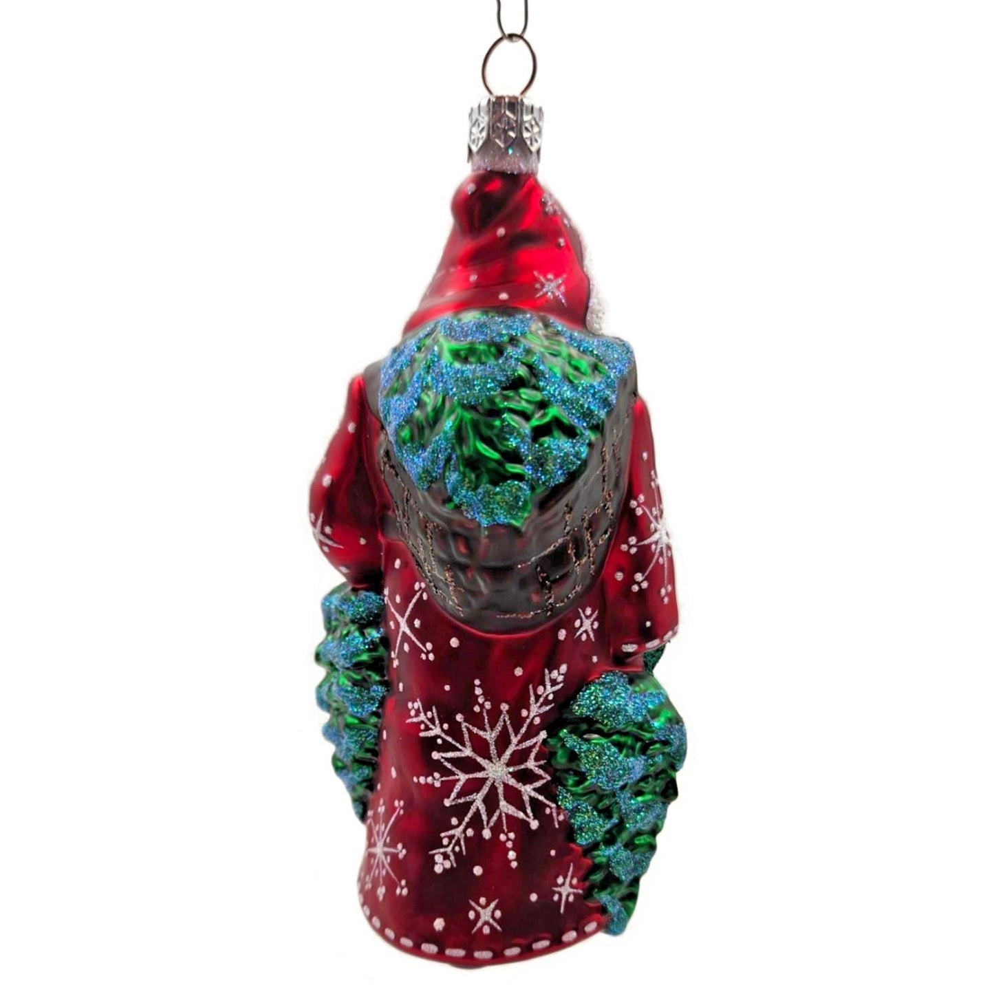 Patricia Breen Through The Woods Red Santa Pine Trees Snow Christmas Ornament