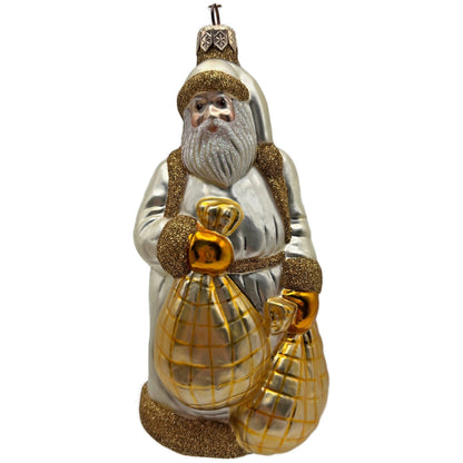 Patricia Breen Laden With Love Pearl Gold Santa Claus Christmas Tree Ornament