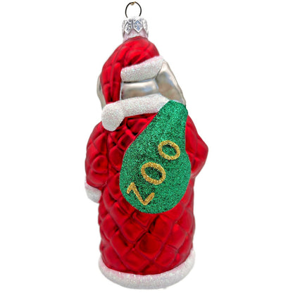 Patricia Breen Christmas at the Zoo Red Glittered Bag Elephant Santa Ornament