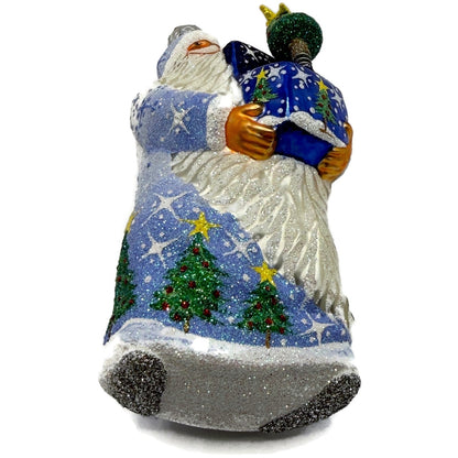 Patricia Breen Jack In The Box Santa Blue Snowflakes Christmas Tree Ornament NM