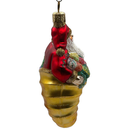 Patricia Breen Plymouth Santa Claus Gold Fruits Fall Christmas Holiday Ornament