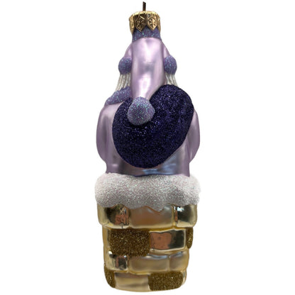 Patricia Breen Here Comes Santa Claus Lavender Gold Chimney Christmas Ornament
