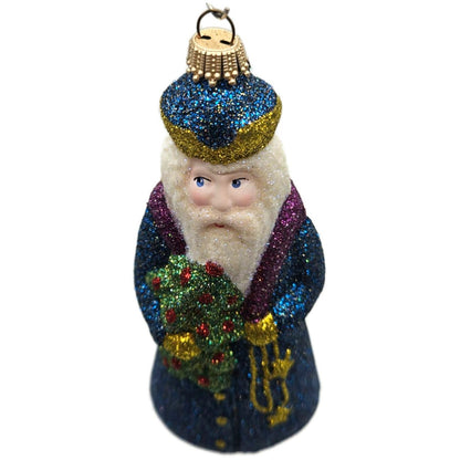Larry Fraga Mr. Fabulous Santa Tree Star Glitter Series Glass Christmas Ornament
