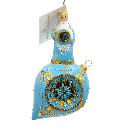 Patricia Breen Divine Turquoise Gold Santa Claus Christmas Tree Holiday Ornament