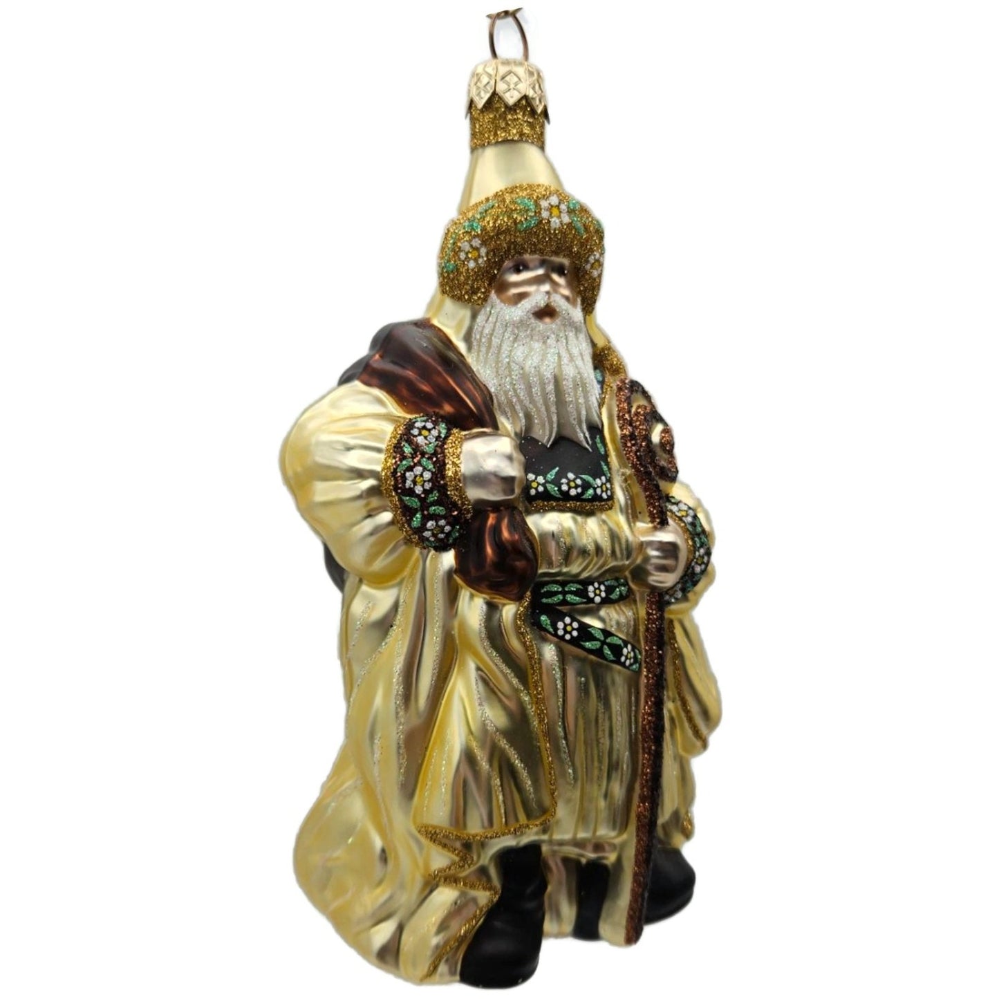 Patricia Breen Van Mourik Santa Gold Brown Flowers Fall Christmas Tree Ornament