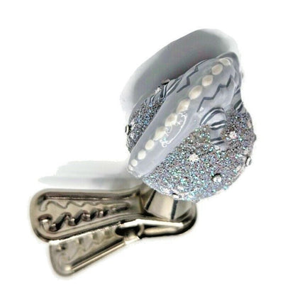 Patricia Breen Petite Miniature Chameleon Snowflakes Platinum Christmas Ornament