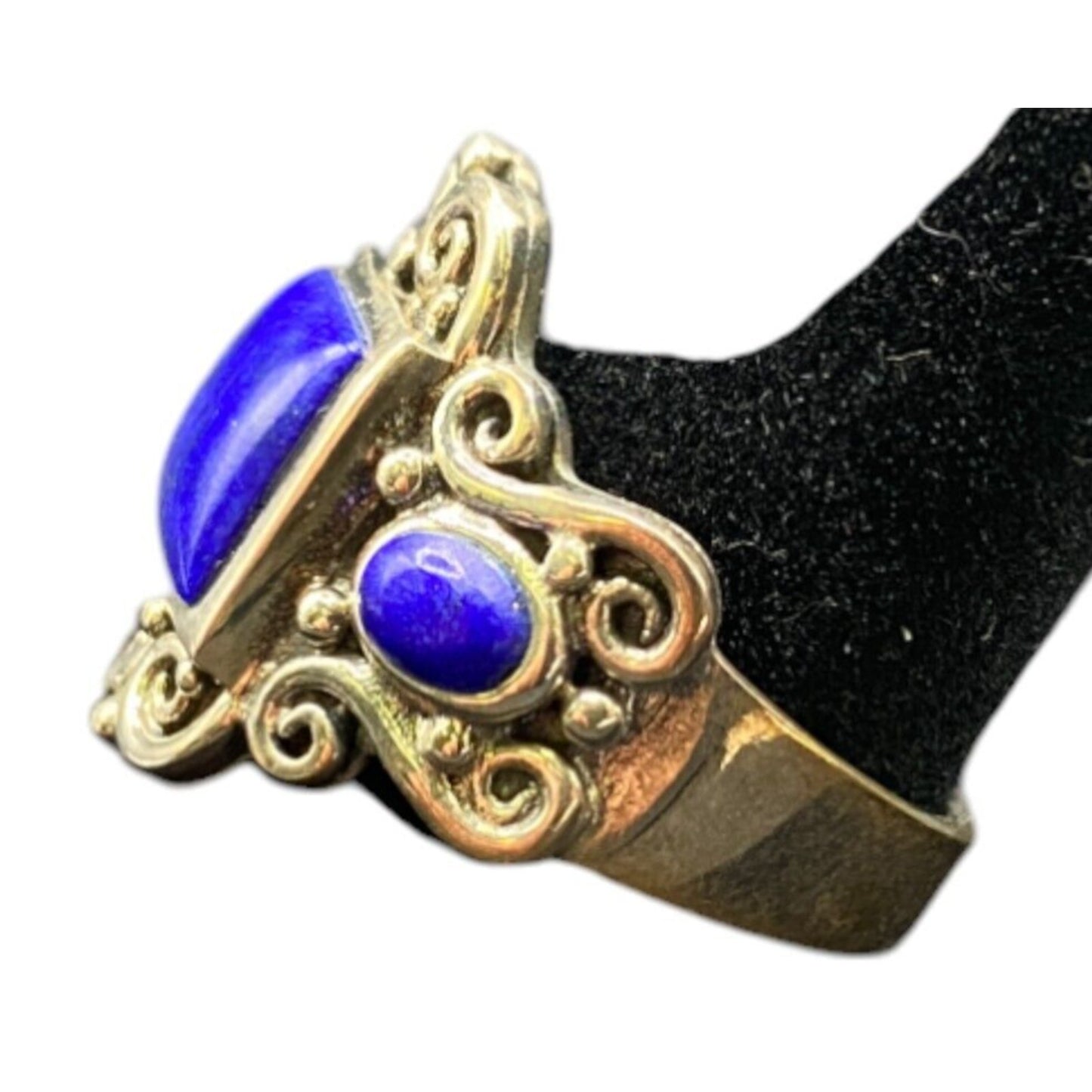 Lapis Lazuli Metamorphic Stone Ring 925 Sterling Silver Filigree NK Deep Blue 9