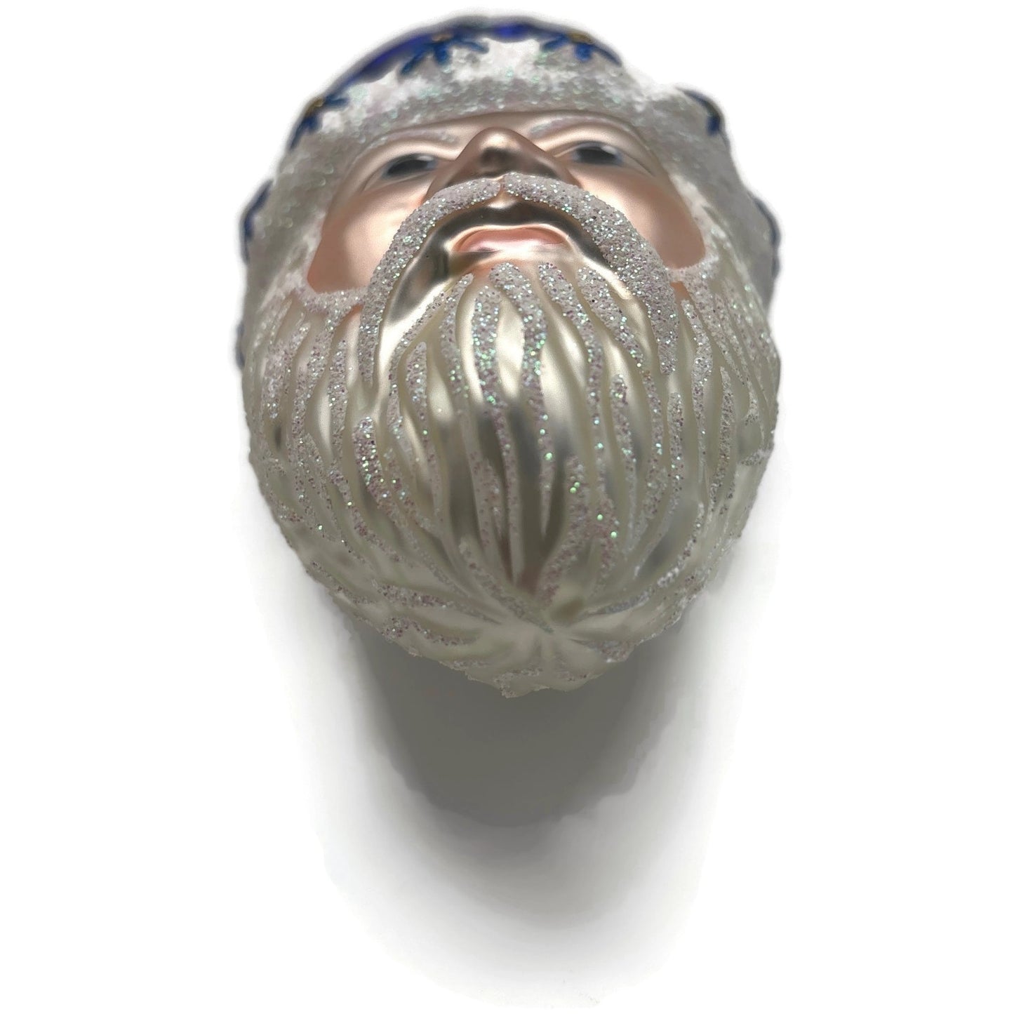 Patricia Breen Goslar Santa Head Cobalt Blue Flowers Christmas Tree Ornament