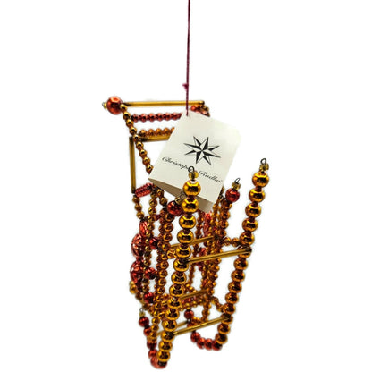 Christopher Radko Ruby Sleigh Red Gold Beaded Christmas Ornament 98-231-0 Czech