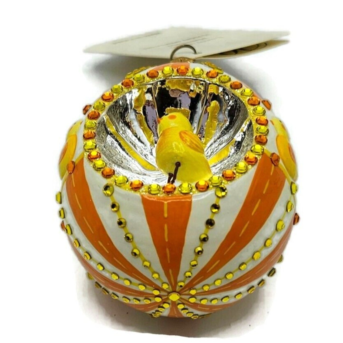 Patricia Breen Oeuf Sucre Chicks Easter Egg Striped Jeweled Reflector Ornament